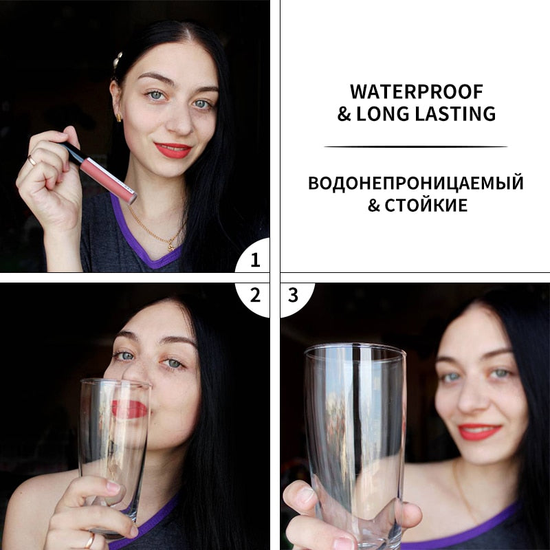 BANXEER Lipgloss Matte 8 Colors Lip Gloss Velvety Lipstick Liquid Matte Waterproof Lip Tint Full & rich Sexy Lip Makeup Cosmetic