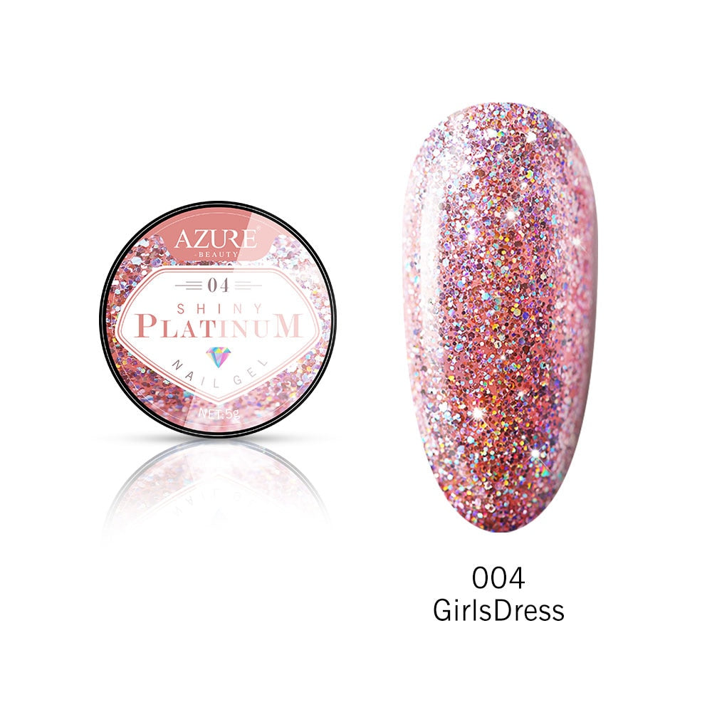 Modelones Platinum Glitter Led Gel Soak Off Nail Gel Lacquer Shiny Sequins Decorations UV Gel Varnish Painting Flowers UV Polish