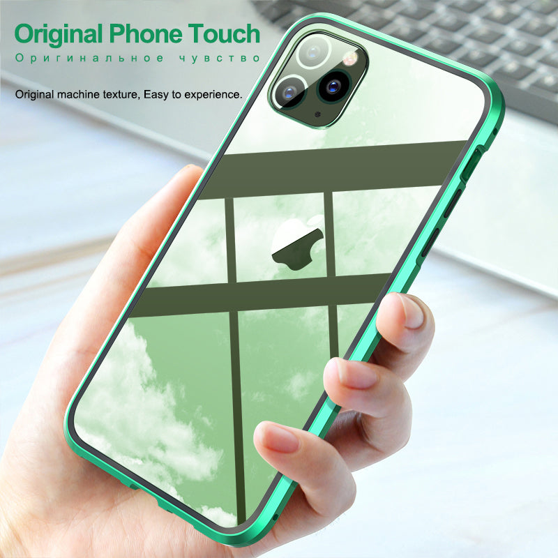 360 Metal Magnetic Phone Case For iPhone 11 Pro Max Case For iPhone XR X XS Max 6 6S 7 8 Plus Double Side Tempered Glass Cover