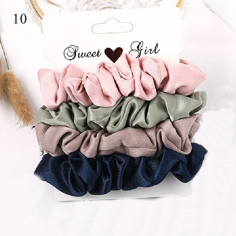 1 Set Scrunchies Hair Ring Candy Color Hair Ties Rope Autumn Winter Women Ponytail Hair Accessories 4-6Pcs Girls Hairbands Gifts