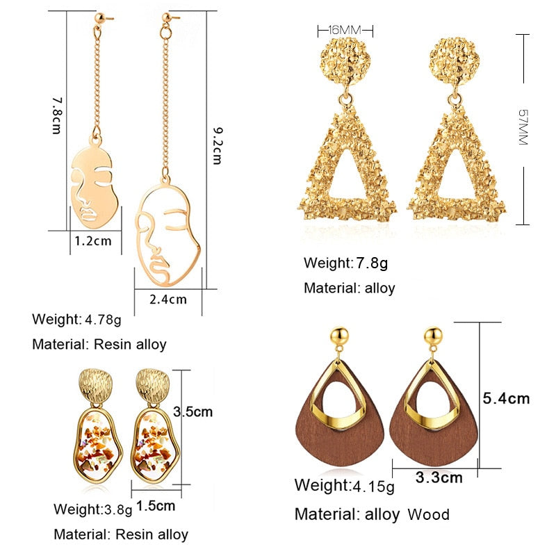X&P New Fashion Round Dangle Drop Korean Earrings For Women Geometric Round Heart Gold Earring Wedding 2019 kolczyki Jewelry
