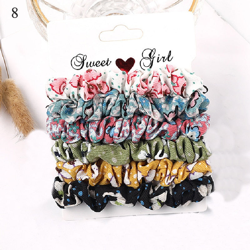 1 Set Scrunchies Hair Ring Candy Color Hair Ties Rope Autumn Winter Women Ponytail Hair Accessories 4-6Pcs Girls Hairbands Gifts