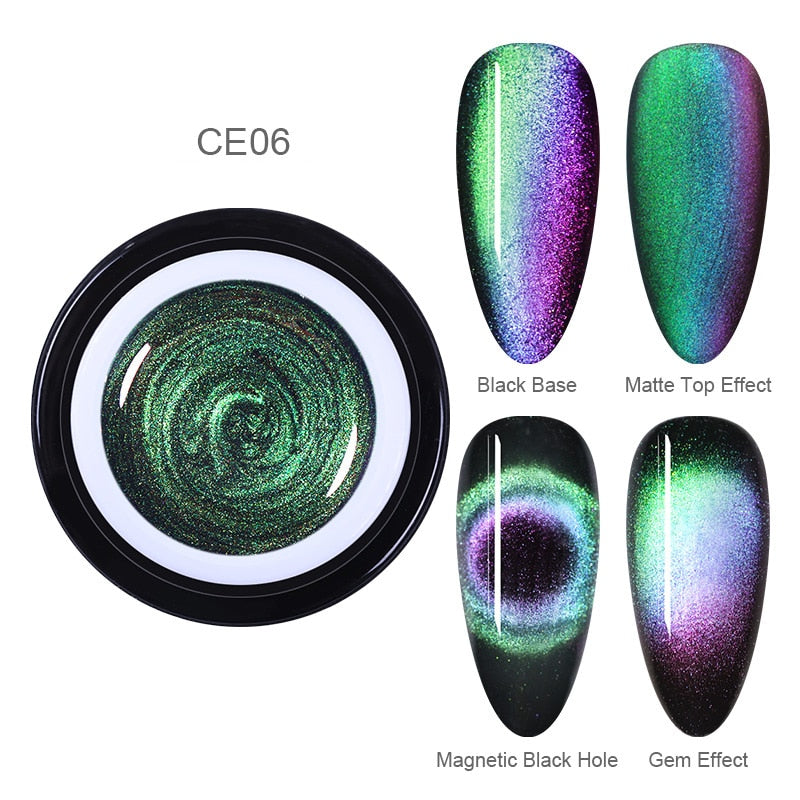 BORN PRETTY 9D Chameleon Cat Eye Nail Gel Magnetic Soak Off UV Gel Nail Polish Romantic Shining Gel Lacquers 5ml Black Base Need