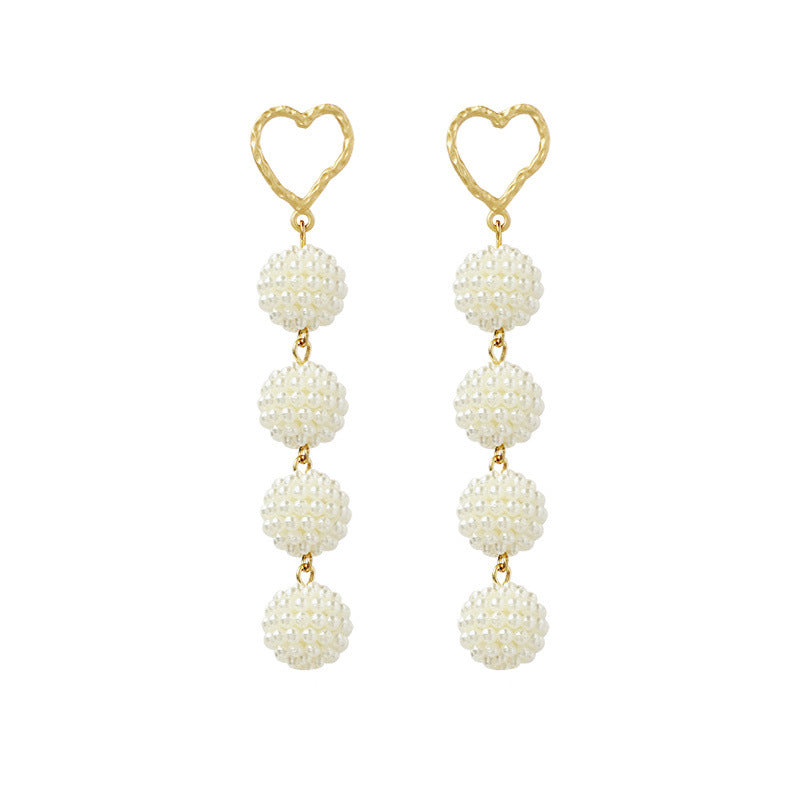 silver needle long pearl earrings female fashion temperament simple anti-allergy earrings summer personality net ornaments