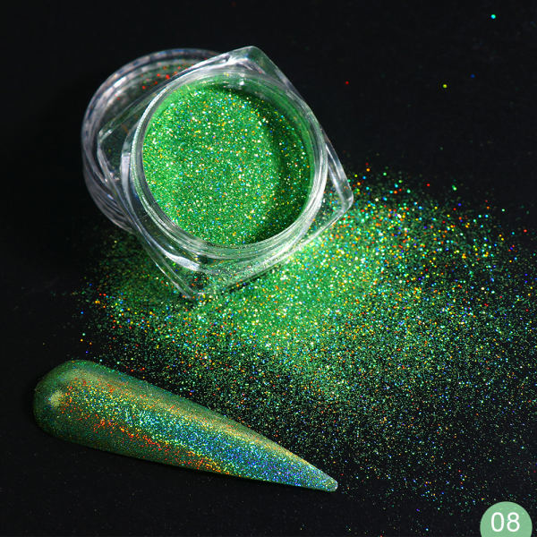 1Box Glitter for Nails Holographic Dip Powder Mirror Polishing Chrome Pigments Nail Art Decorations Laser Dazzling Dust LA1028-1