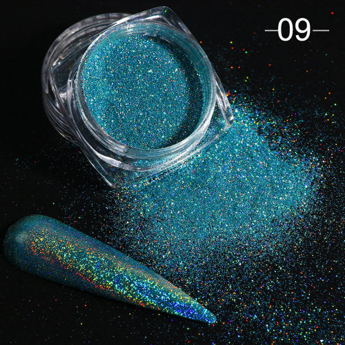 Holographic Powder on Nails Laser Silver Glitter Chrome Nail Powder DIP Shimmer Gel Polish Flakes for Manicure Pigment CH1028-3
