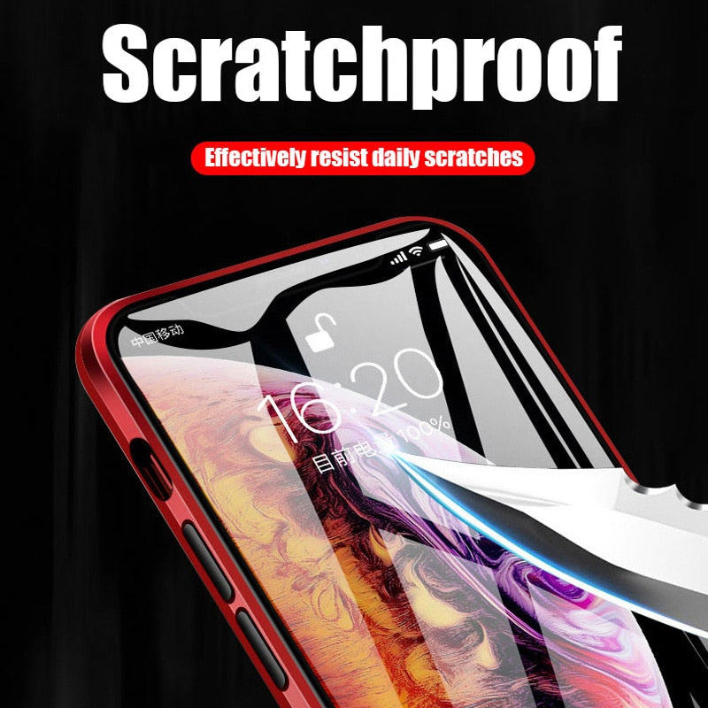 360 Metal Magnetic Phone Case For iPhone 11 Pro Max Case For iPhone XR X XS Max 6 6S 7 8 Plus Double Side Tempered Glass Cover