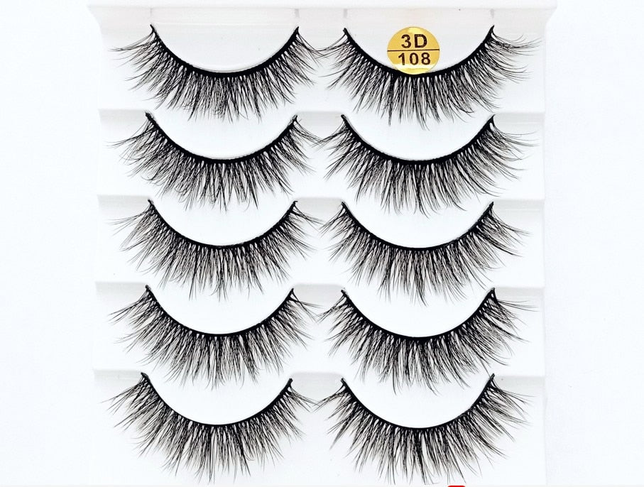 HBZGTLAD 1/5/20 Pairs 3D Soft Mink False Eyelashes Handmade Wispy Fluffy Long Lashes Natural Eye Extension Makeup Kit Cilios