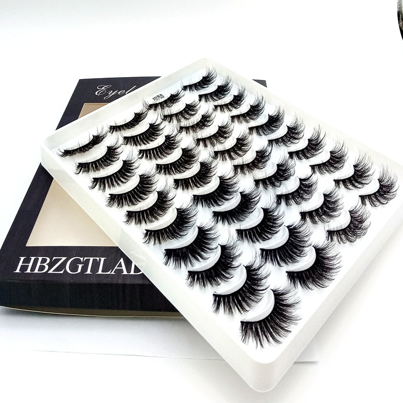 HBZGTLAD 1/5/20 Pairs 3D Soft Mink False Eyelashes Handmade Wispy Fluffy Long Lashes Natural Eye Extension Makeup Kit Cilios