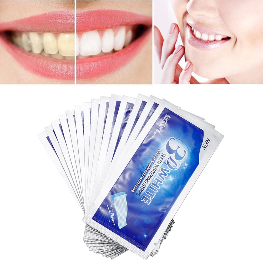 2pcs/Bag Professional 3D Teeth Whitening Strips Dental Bleaching Advanced White Gel Strips Oral Hygiene Care Dental Tools TSLM2