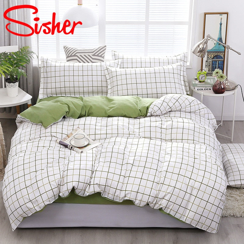Sisher Simple Bedding Set With Pillowcase Duvet Cover Sets Bed Linen Sheet Single Double Queen King Size Quilt Covers Bedclothes