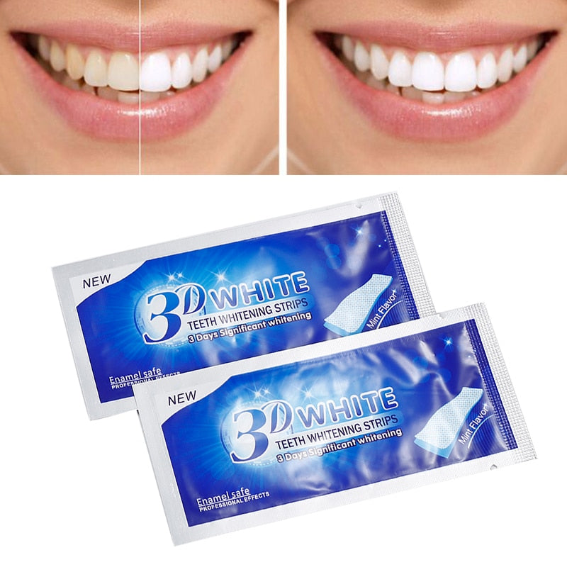2pcs/Bag Professional 3D Teeth Whitening Strips Dental Bleaching Advanced White Gel Strips Oral Hygiene Care Dental Tools TSLM2