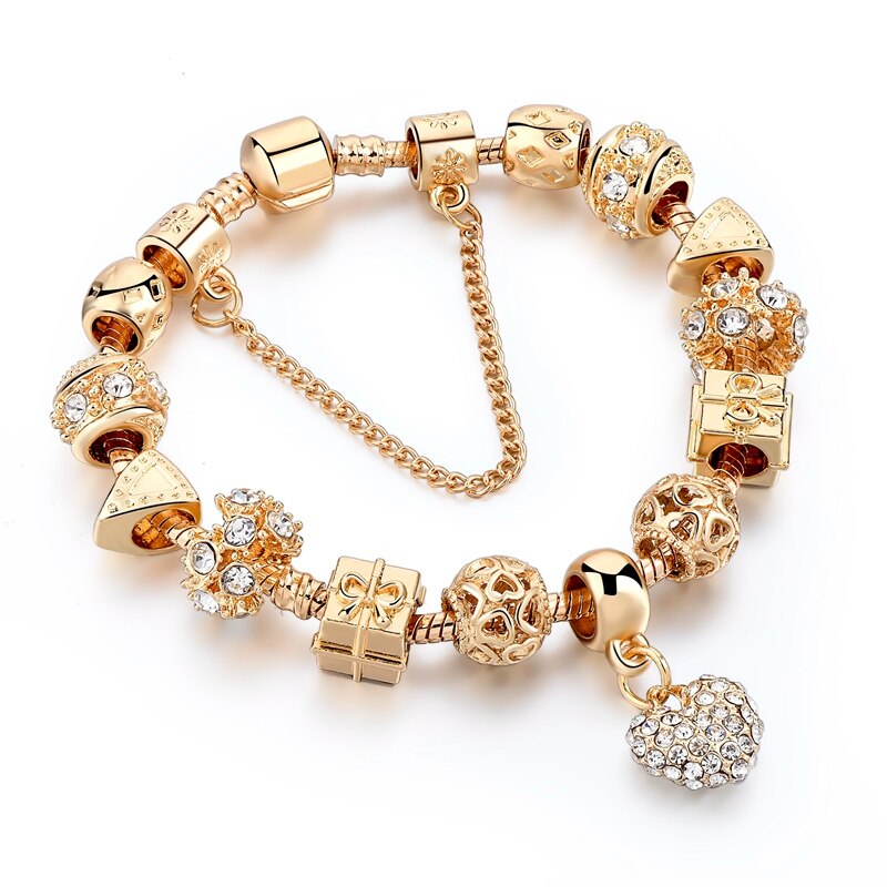 ATTRACTTO Hot Selling Heart Charm Bracelets&Bangles Gold Bracelets For Women Pulsera Famous Brand Jewellery Bracelet SBR150074