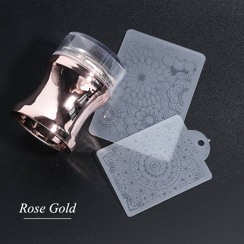 3pcs Silicone Nail Stamper Scraper Set Metallic Handle Nail Art Stamp For Stamping Polish Print Manicure Image Plate Tool JI1033