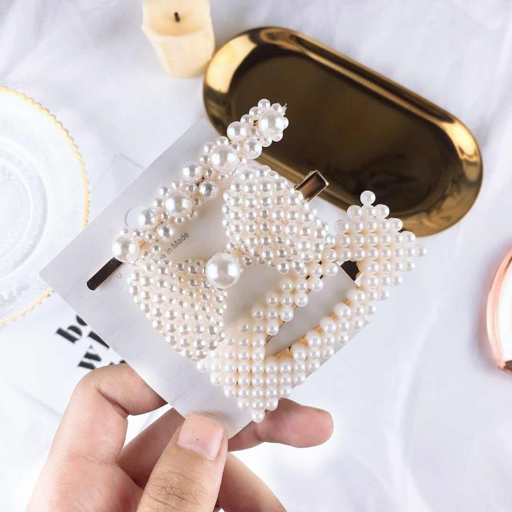 1Set Popular Pearl Hair Clips Fashionable Woman Summer Hair accessories Hairpins BB Clip Styling Tools Barrettes Headwear