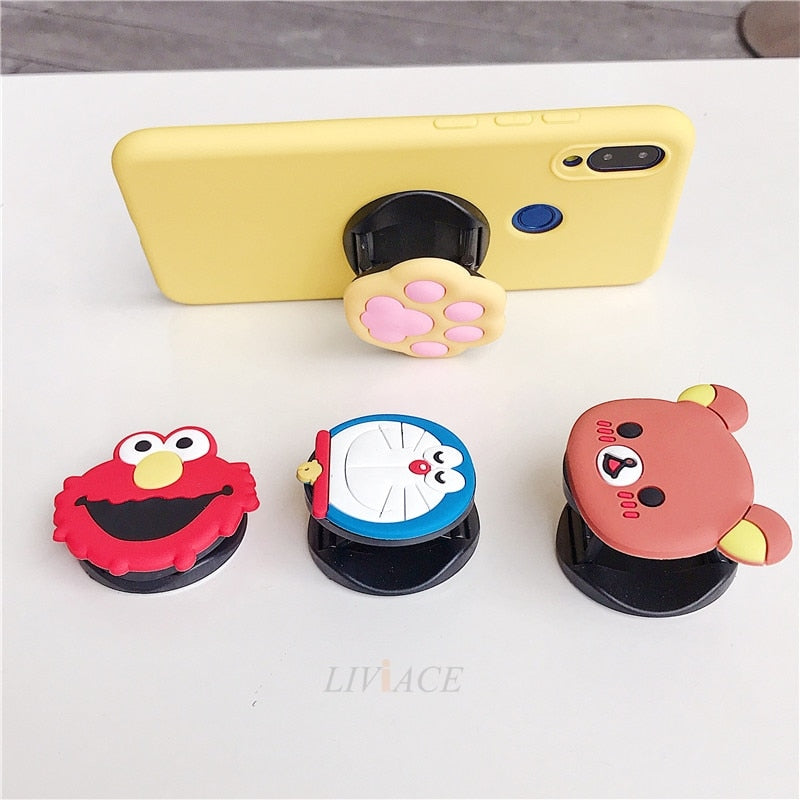 3D cartoon fold finger grip mobile phone holder for iphone samsung xiaomi huawei case cute silicone holder stand bracket