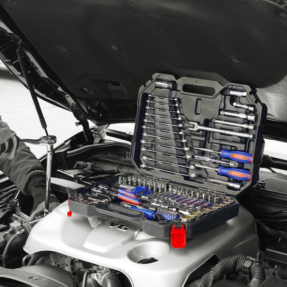 WORKPRO Tool Set Hand Tools for Car Repair Ratchet Spanner Wrench  Socket Set Professional Bicycle Car Repair Tool Kits