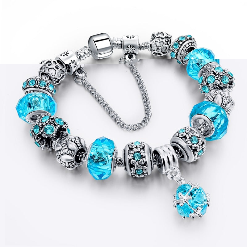 ATTRACTTO Black Promotion Heart Charm Bracelets For Women Crystal Bead Bracelet Jewelry Female Pulseras Mujer Bracelet SBR160014