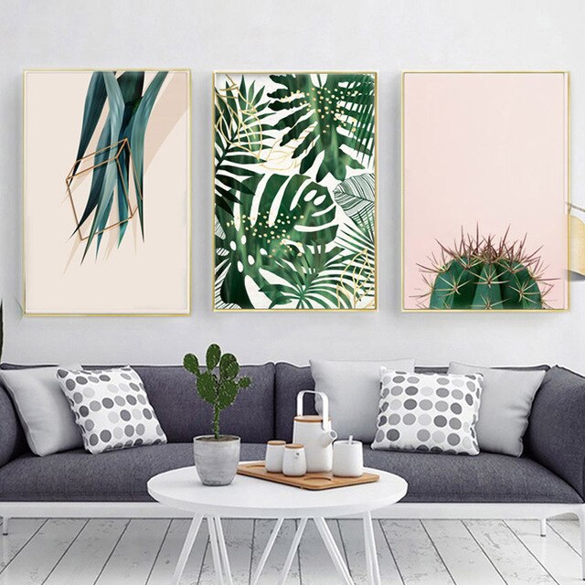 Modern Minimalist Cactus Leaf Plant Poster Nordic Painting Printed Canvas Painting Picture Home Bedroom Wall Art Decoration