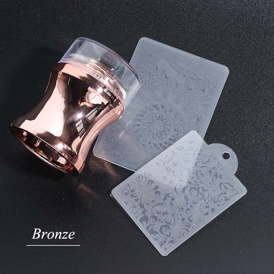 3pcs Silicone Nail Stamper Scraper Set Metallic Handle Nail Art Stamp For Stamping Polish Print Manicure Image Plate Tool JI1033