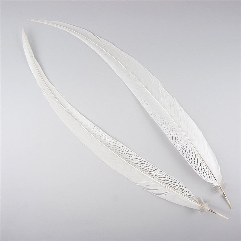 10-80CM 4-32 Inch Natural Silver Pheasant Tail Feathers DIY Wedding Decorations lady amherst white silver chicken feathers plume