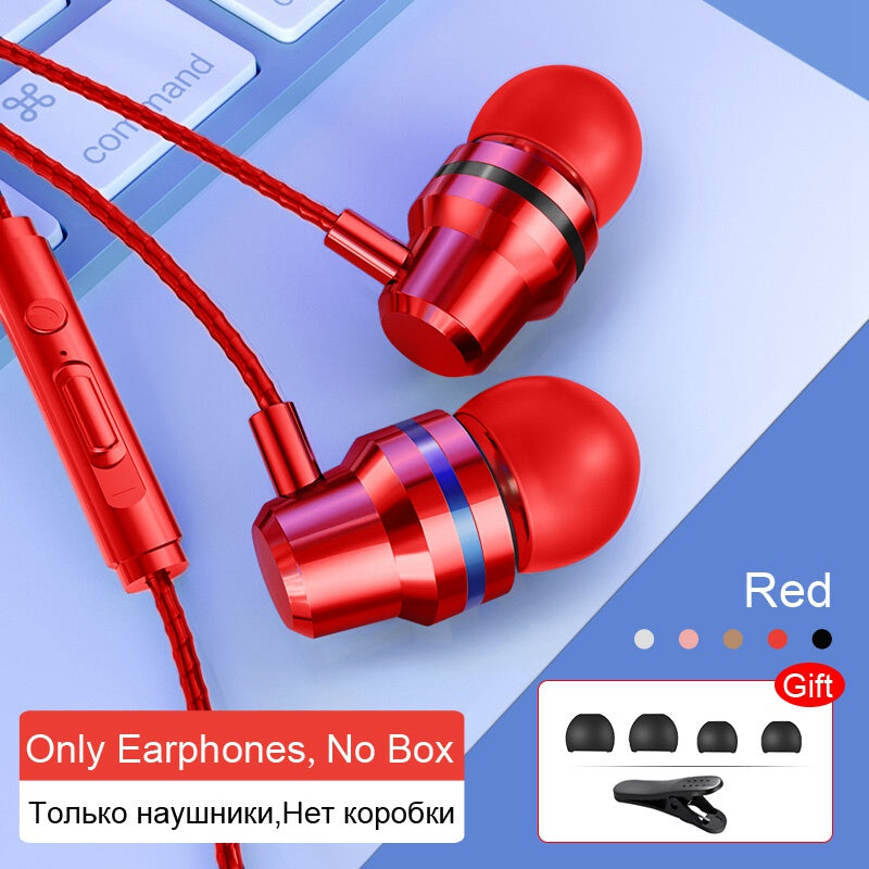 TOMKAS Wired Earbuds Headphones 3.5mm In Ear Earphone Earpiece With Mic Stereo Headset 5 Color For Samsung Xiaomi Phone Computer