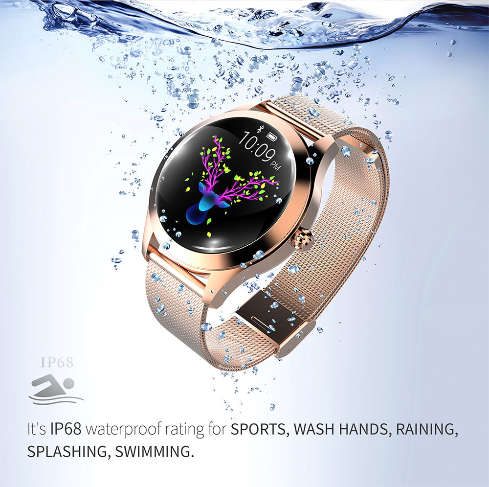 IP68 Waterproof Smart Watch Women Lovely Bracelet Heart Rate Monitor Sleep Monitoring Smartwatch Connect IOS Android KW10 band