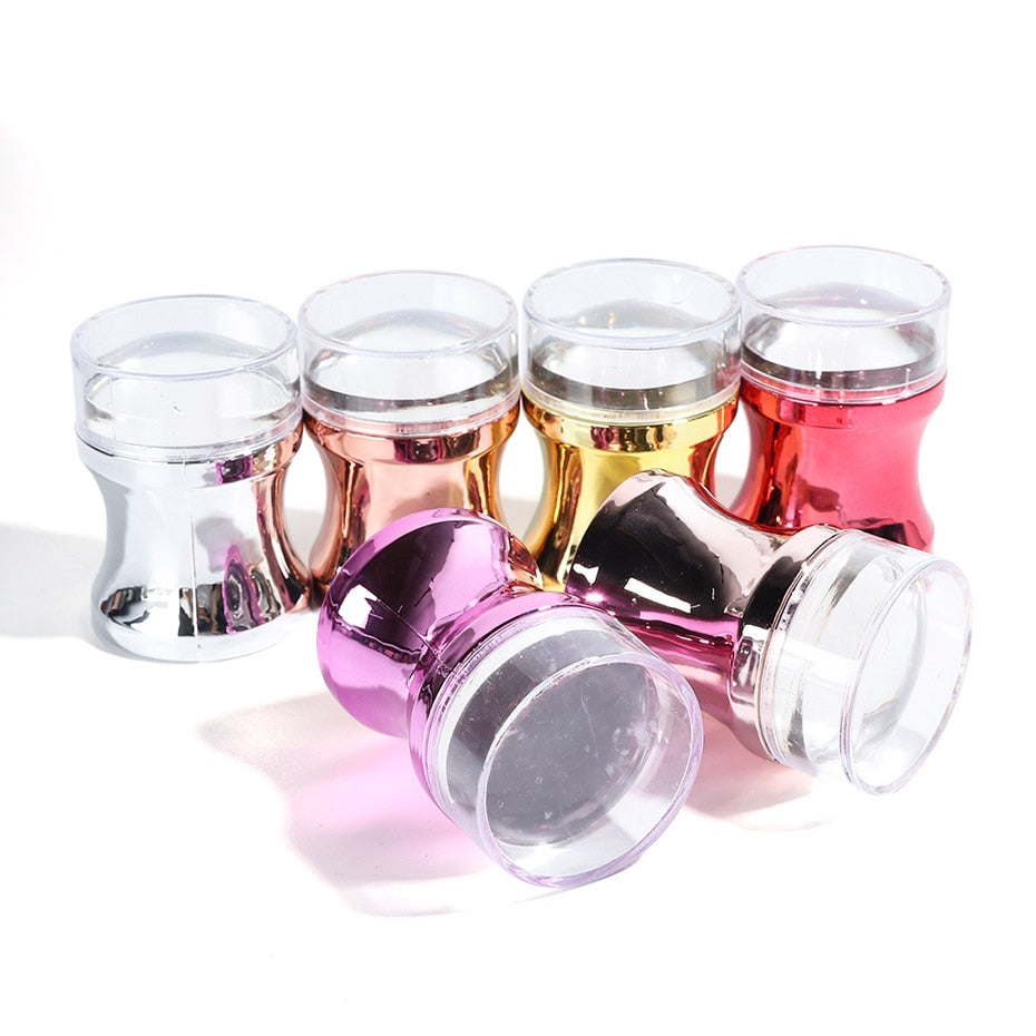 3pcs Silicone Nail Stamper Scraper Set Metallic Handle Nail Art Stamp For Stamping Polish Print Manicure Image Plate Tool JI1033