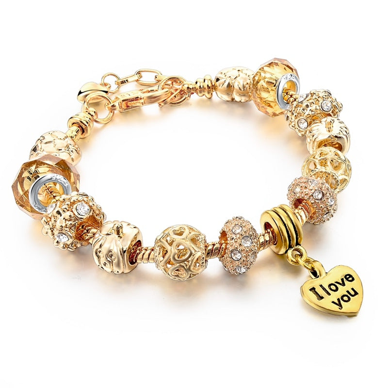 ATTRACTTO Hot Selling Heart Charm Bracelets&Bangles Gold Bracelets For Women Pulsera Famous Brand Jewellery Bracelet SBR150074
