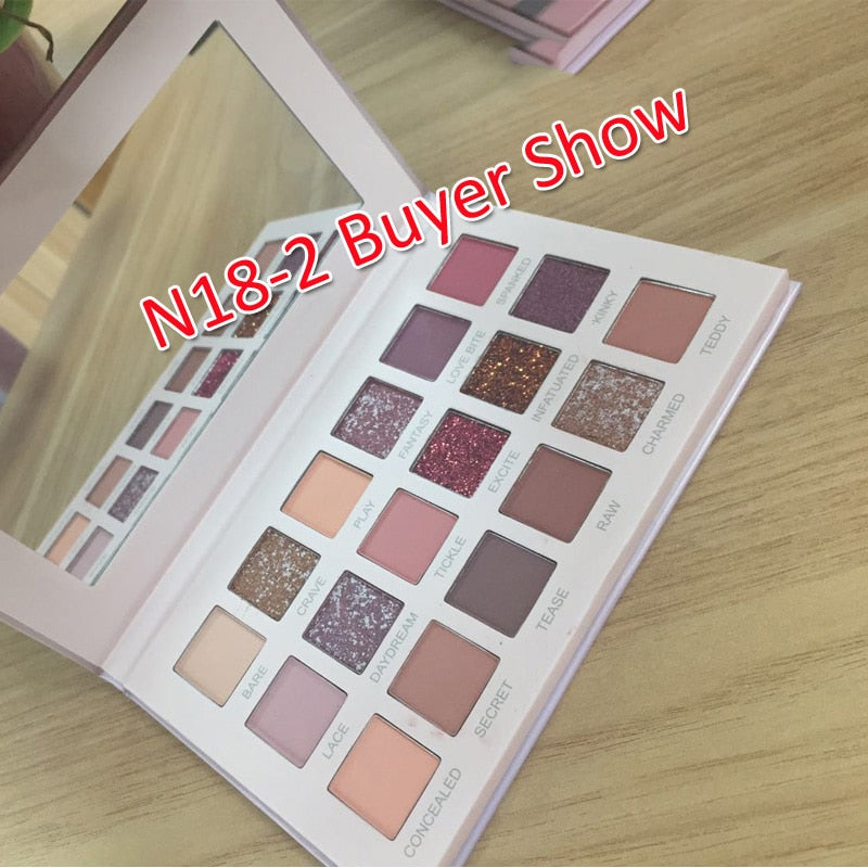 16/18 Colors Nude Glitter Eyeshadow Matte Shimmer Palette Long Lasting Waterproof Mineral Powder Eye Shadow Makeup Cosmetic Kit