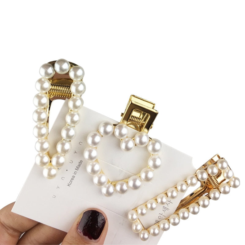 1Set Popular Pearl Hair Clips Fashionable Woman Summer Hair accessories Hairpins BB Clip Styling Tools Barrettes Headwear