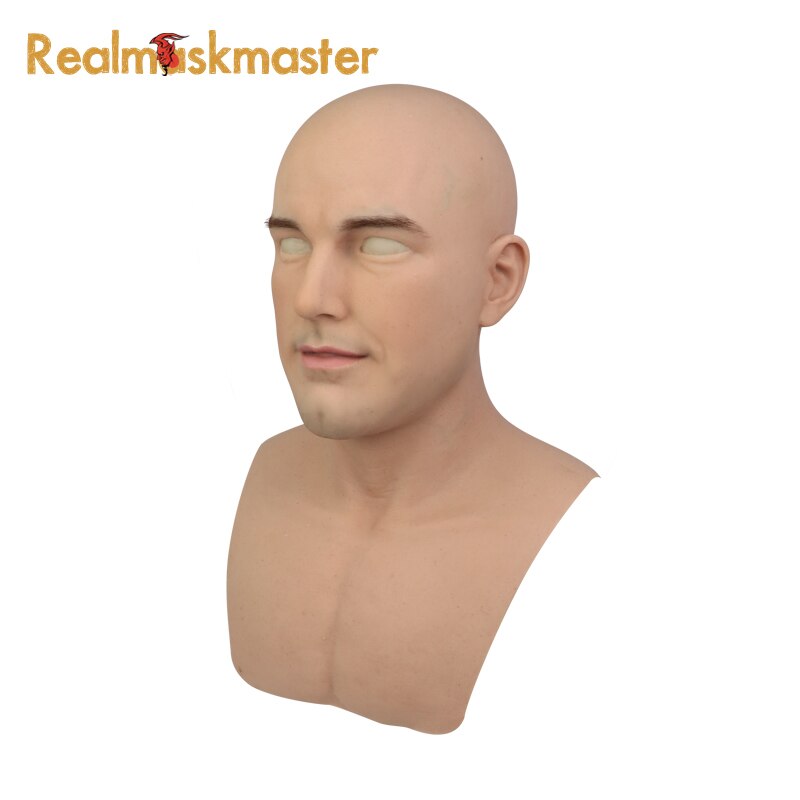 Realmaskmaster real skin halloween male latex realistic adult silicone full face mask for man cosplay party fetish