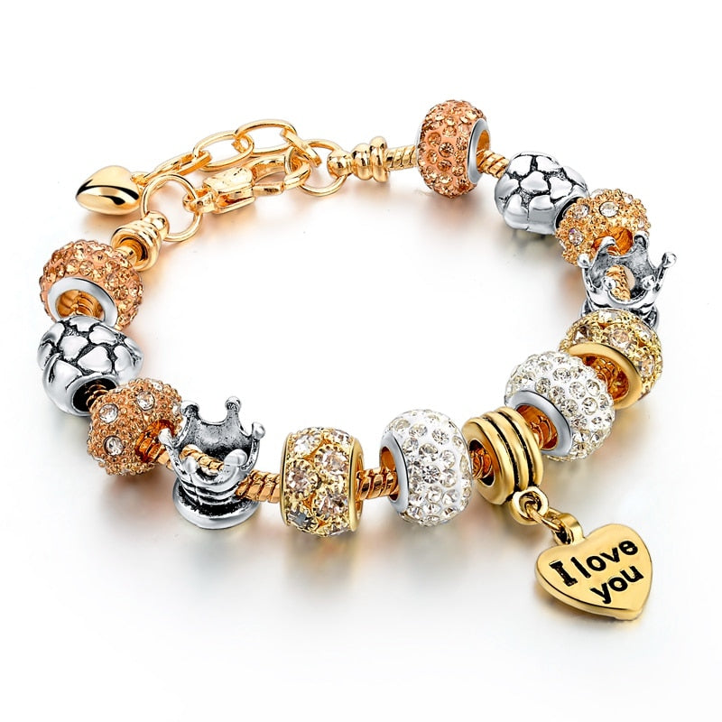 ATTRACTTO Hot Selling Heart Charm Bracelets&Bangles Gold Bracelets For Women Pulsera Famous Brand Jewellery Bracelet SBR150074