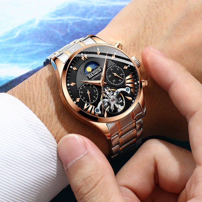 HAIQIN men's/mens watches top brand luxury automatic/mechanical/luxury watch men sport wristwatch mens reloj hombre tourbillon