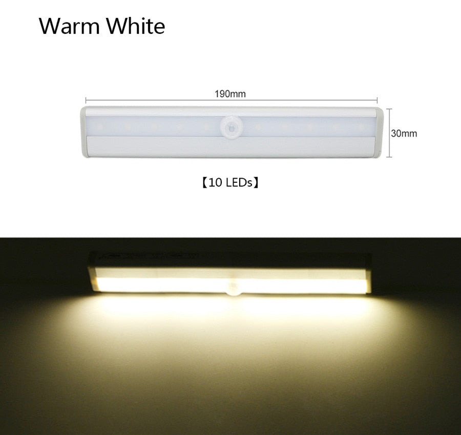 6/10 LEDs PIR LED Motion Sensor Light Cupboard Wardrobe Bed Lamp LED Under Cabinet Night Light For Closet Stairs Kitchen