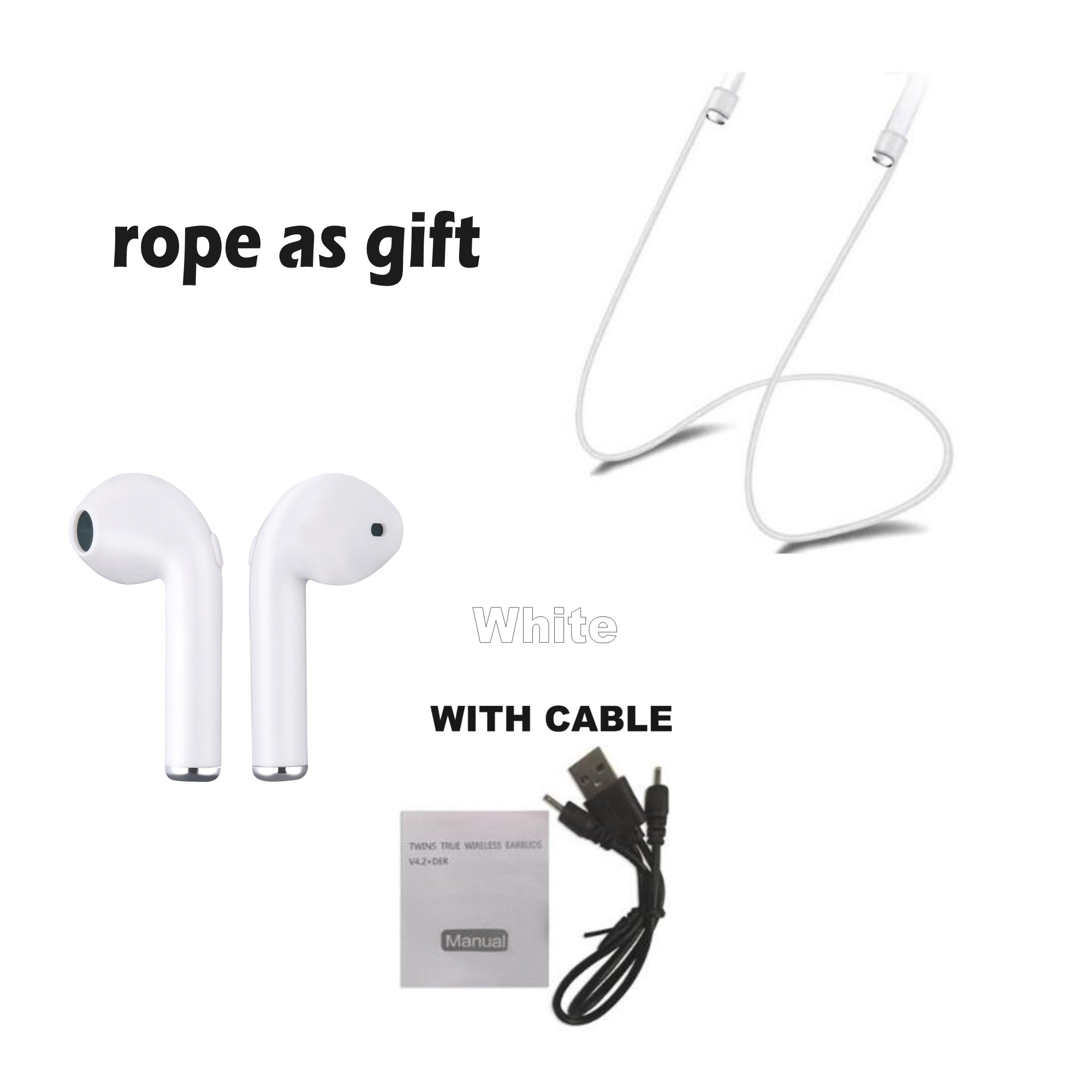 VSDTK I7 i7s tws wireless Bluetooth Earphone Earbuds Head With Mic with cables for iphone 6 7 8 X Xs XR xiaomi all smart phones