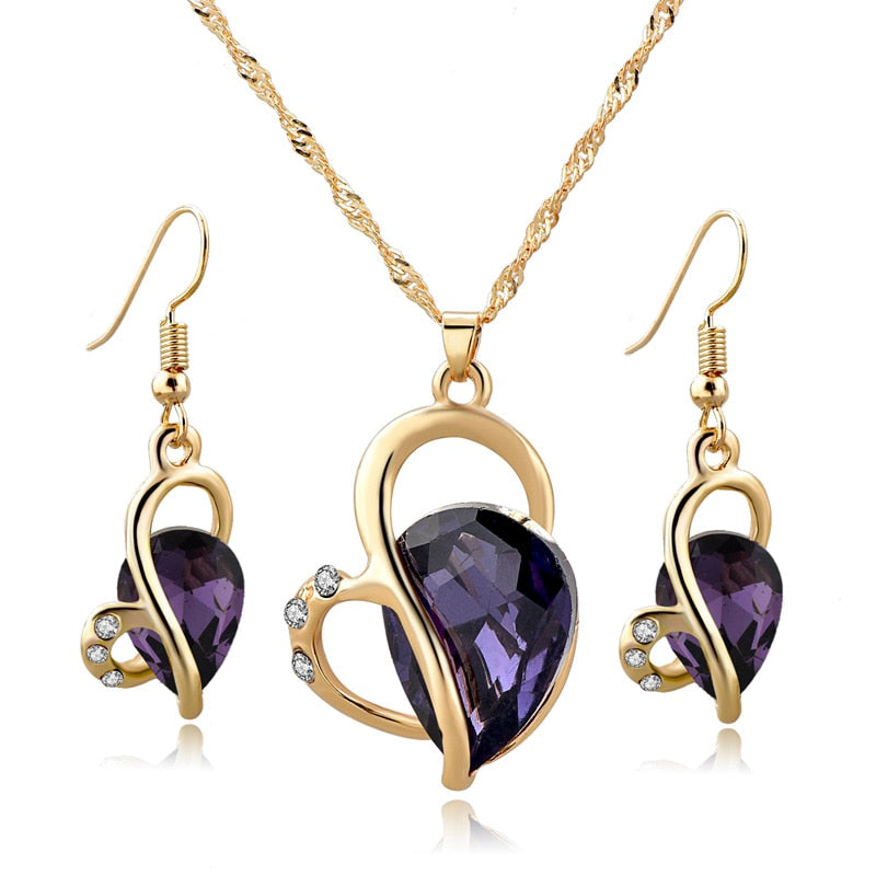 ATTRACTTO Fashion Tree of Life Jewelry Necklace Earrings Sets Gold For Women Bridal Elegant Lady Wedding Jewelry Set SET160008GD