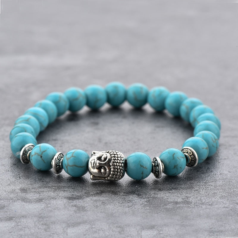 ATTRACTTO 2pcs/set Charm Silver Buddha Bracelets Bangles For Women Stretch Distance Bracelet Handmade Jewelry Bracelet SBR190010