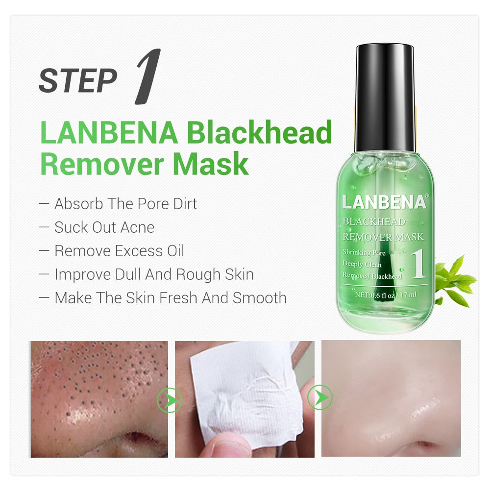 LANBENA Face Serum Blackhead Remover Shrinking Pore Acne Treatment  Deep Cleaning Smoothing Skin Care Firming Essence Beauty Set