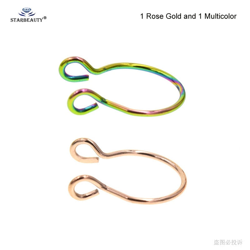 Starbeauty2pcs/lot U Shaped Fake Nose Ring Hoop Septum Rings Titanium Nose Piercing Earrings Fake Piercing Oreja Pircing Jewelry