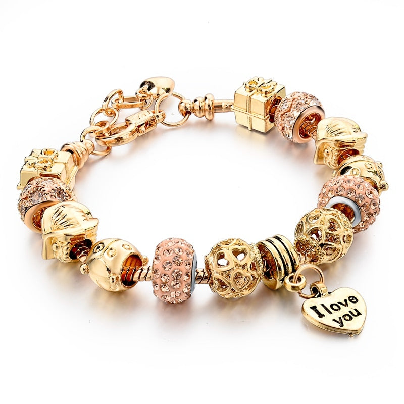 ATTRACTTO Hot Selling Heart Charm Bracelets&Bangles Gold Bracelets For Women Pulsera Famous Brand Jewellery Bracelet SBR150074