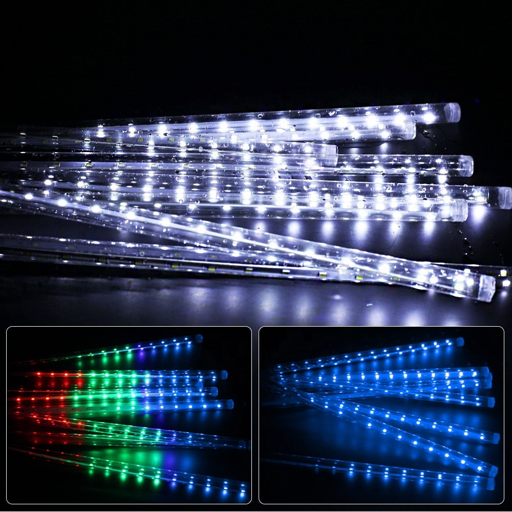 New Year 20cm 30cm 50cm Outdoor Meteor Shower Rain 8 Tubes LED String Lights Waterproof For Christmas Wedding Party Decoration