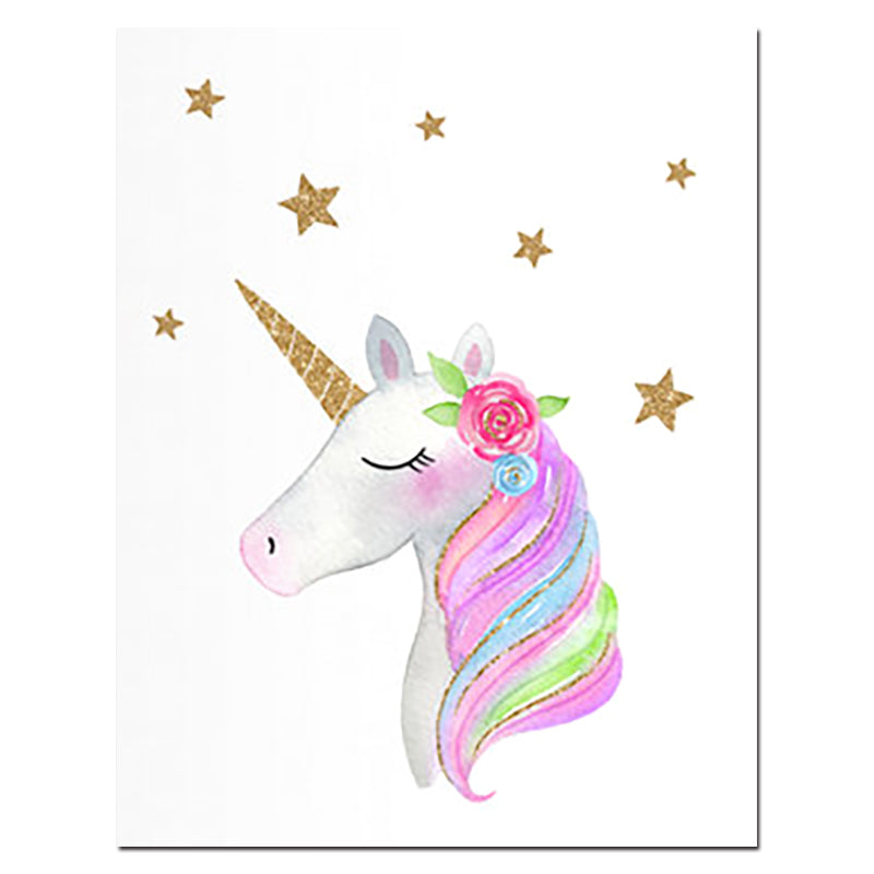 Nordic Unicorn Wall Art Gold Glitter Prints Pink Nursery Cloud Rainbow Canvas Poster Painting Wall Picture Kids Room Decor