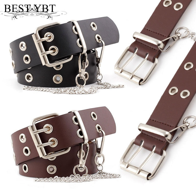 Best YBT Women Belt Imitation Leather Pin Buckle Belt New Punk Wind Jeans Fashion Individual Decorative Belt Chain Women Belt