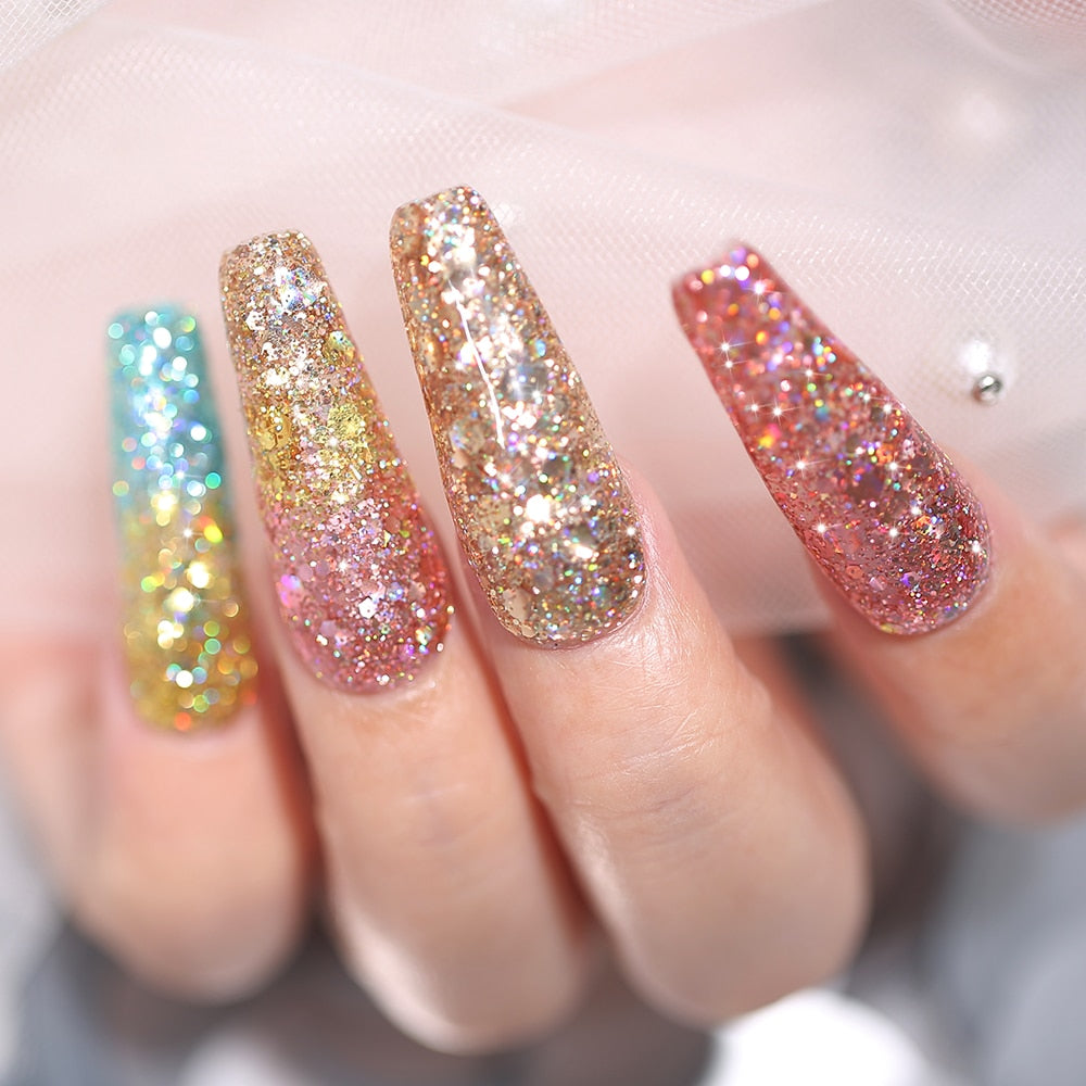 Modelones Platinum Glitter Led Gel Soak Off Nail Gel Lacquer Shiny Sequins Decorations UV Gel Varnish Painting Flowers UV Polish