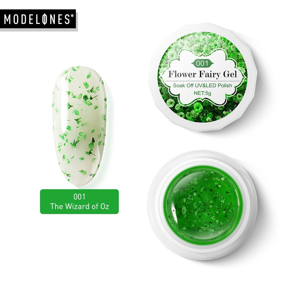 Modelones Platinum Glitter Led Gel Soak Off Nail Gel Lacquer Shiny Sequins Decorations UV Gel Varnish Painting Flowers UV Polish