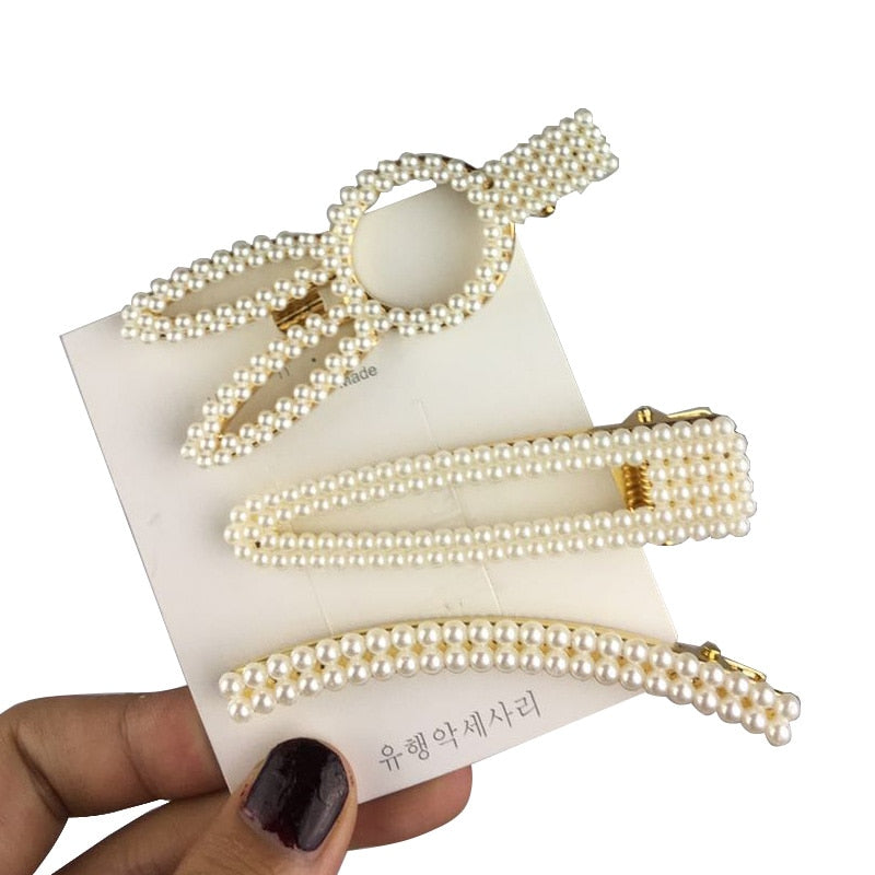 1Set Popular Pearl Hair Clips Fashionable Woman Summer Hair accessories Hairpins BB Clip Styling Tools Barrettes Headwear