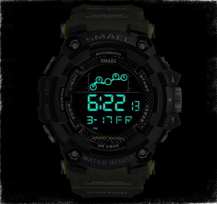 Mens Watch Military Water resistant SMAEL Sport watch Army led Digital wrist Stopwatches for male 1802 relogio masculino Watches