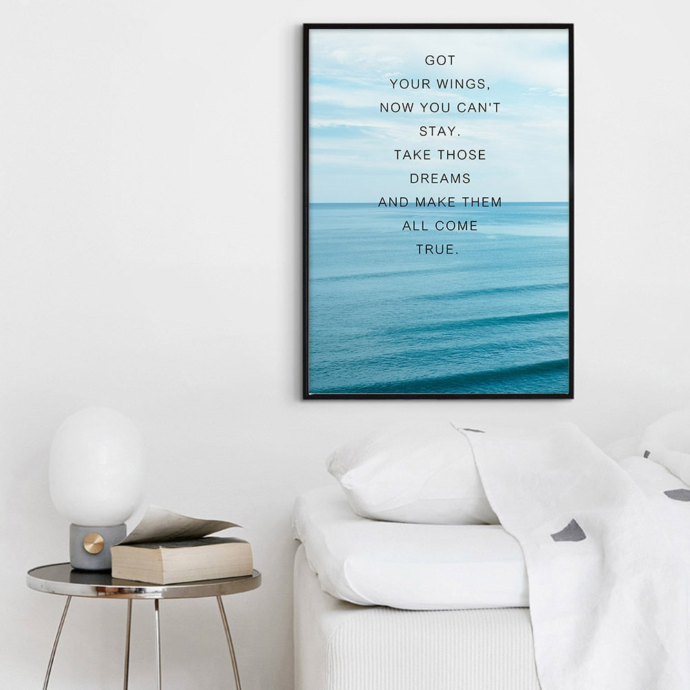 Modern Landscape Poster Tropical Sea Palm Tree Bus Wall Art Inspirational Canvas Painting Picture Living Room Home Decoration