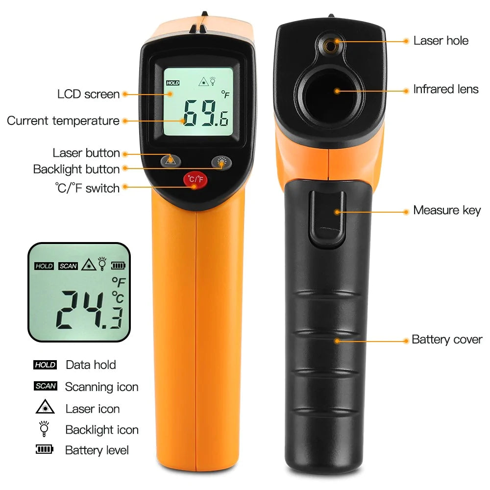Vastar Digital GM320 Infrared Thermometer Non-Contact Temperature Meter Pyrometer IR Laser Point Gun -50~380 Celsius